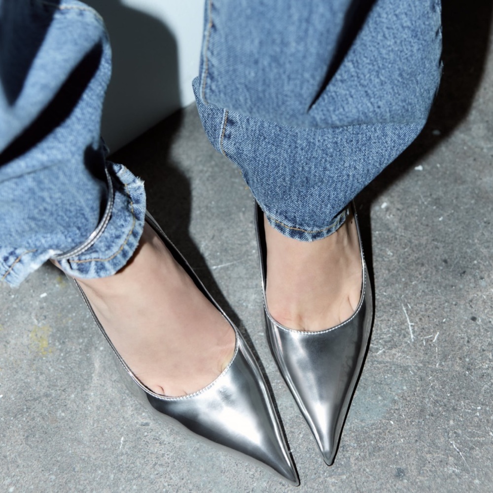 NEW! Zara Silver Metallic Heels Size 42 or 11 (US) - Picture 2 of 13